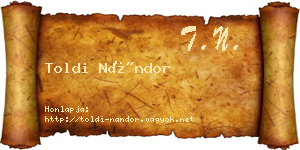 Toldi Nándor névjegykártya